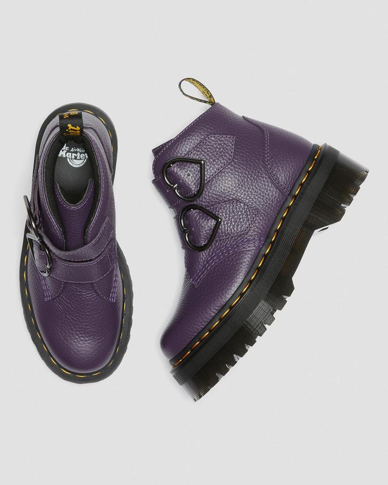 Dr Martens Devon Heart Læder Platform Støvler Dame Lilla | DK 236AHK